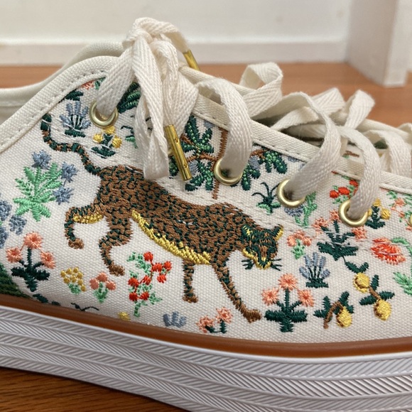 KEDS Menagerie Embroidered Triple Kick Sneaker Rifle Paper Co Women’s Size 8 1/2 - Picture 5 of 13